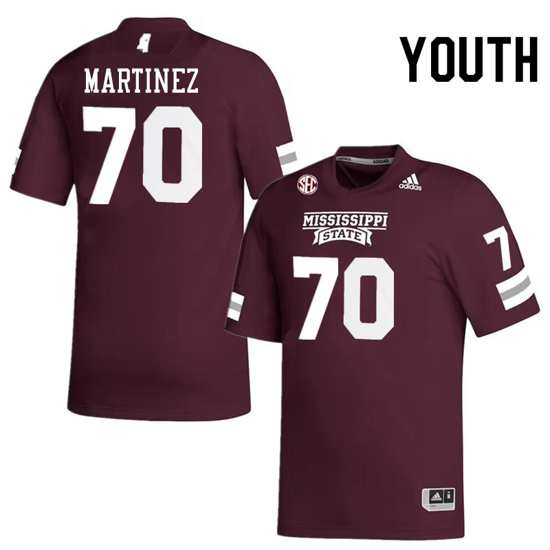 Youth #70 Marlon Martinez Mississippi State Bulldogs College Football Jerseys Stitched-Maroon